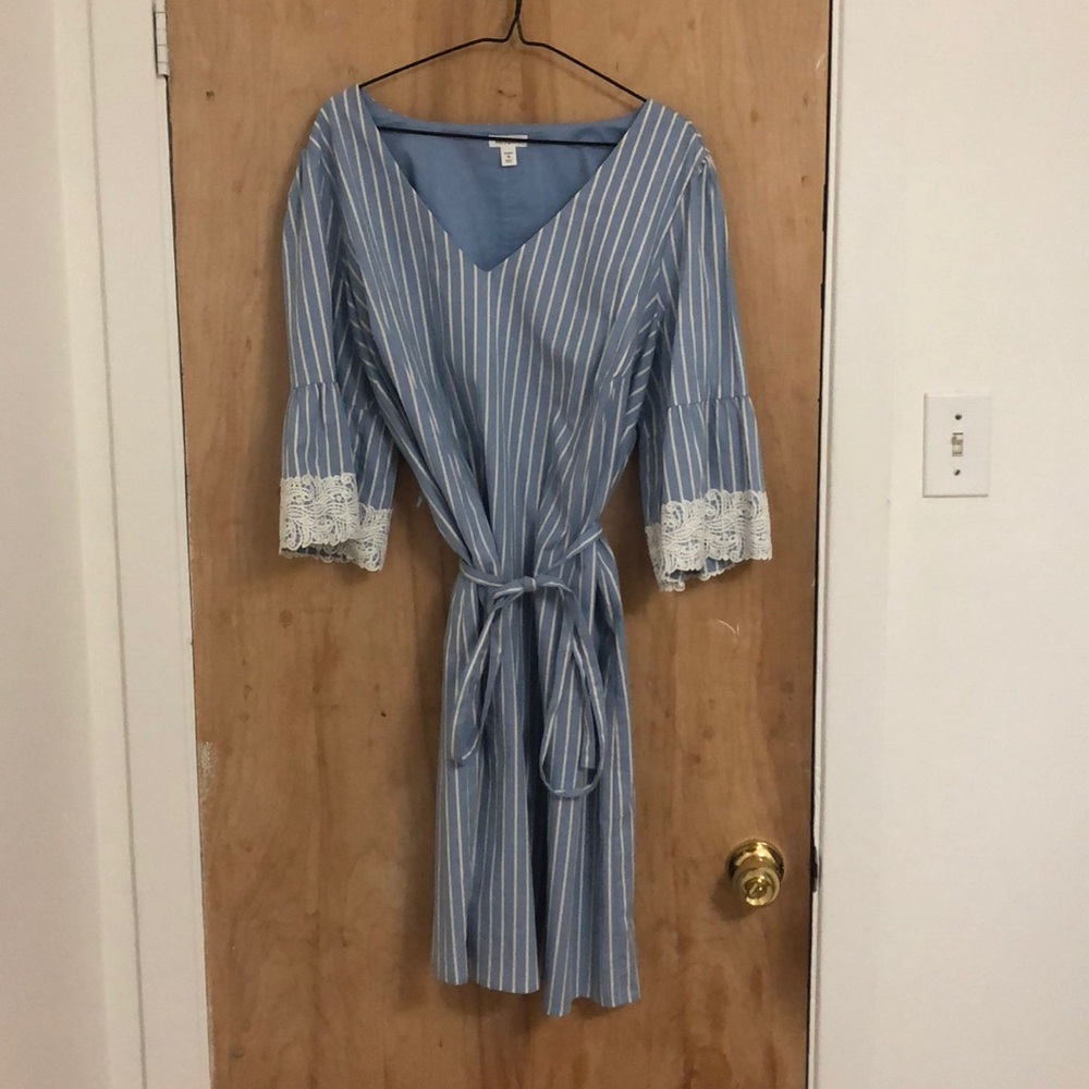 Baby blue with white stripped dress